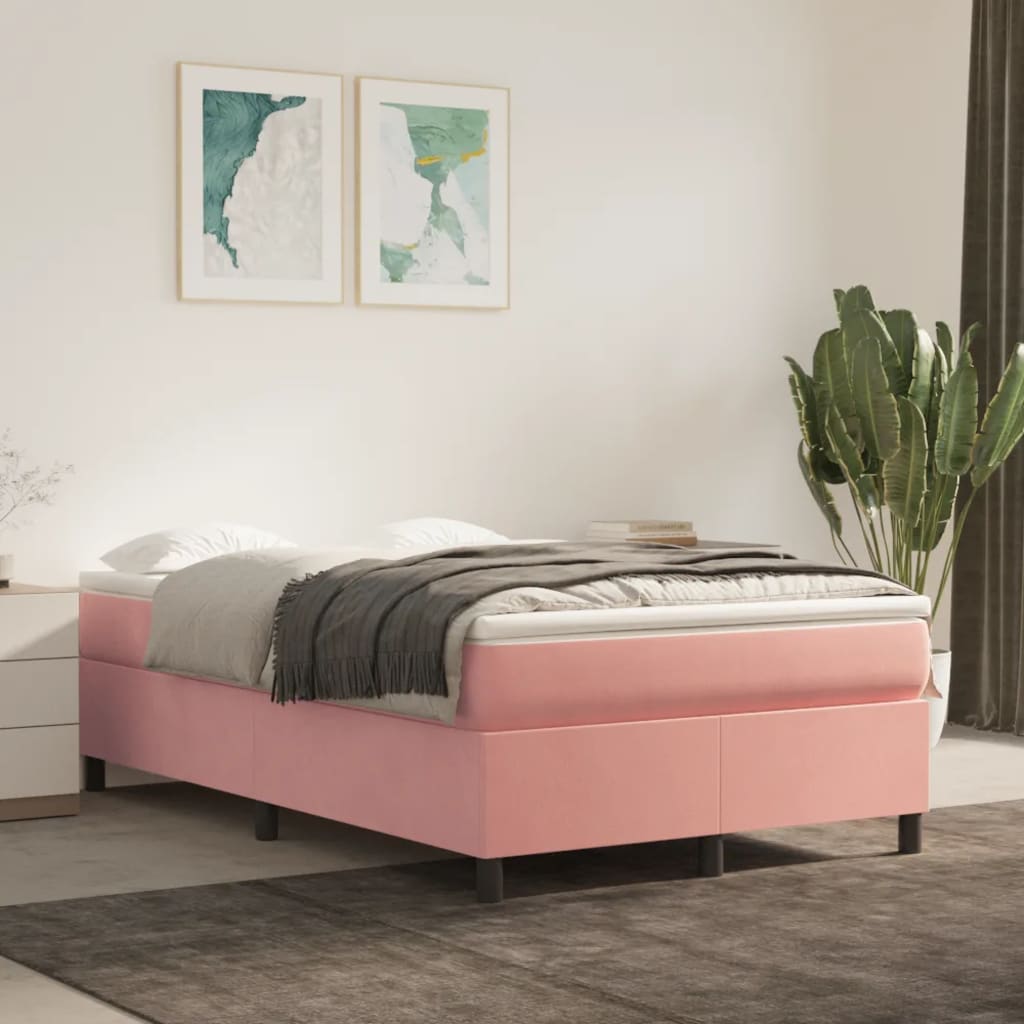 vidaXL Rama łóżka, różowa, 120 x 200 cm, tapicerowana aksamitem