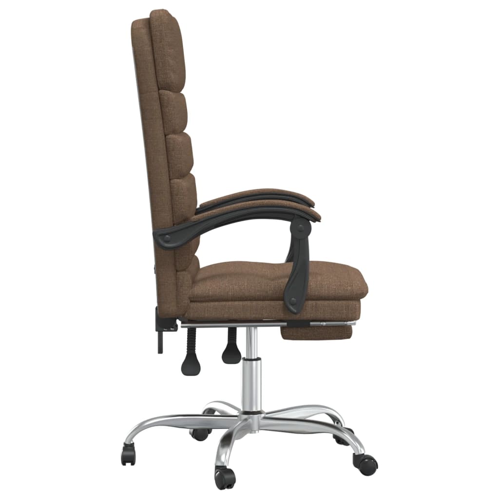 vidaXL Rozkładane, masujące krzesło biurowe, brązowe, obite tkaniną