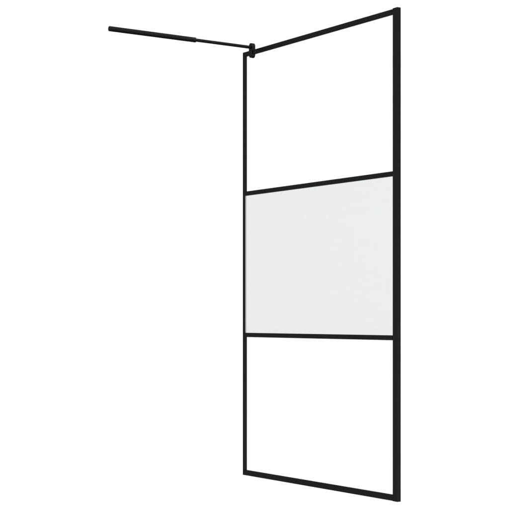 vidaXL Ścianka prysznicowa, 115x195 cm, szkło mrożone ESG, czarna