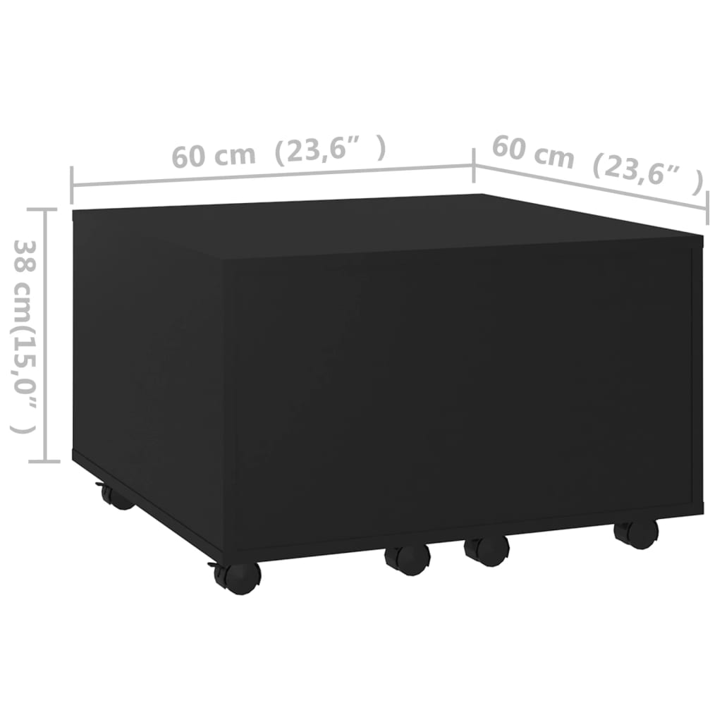 vidaXL Stolik kawowy, czarny, 60x60x38 cm, płyta wiórowa