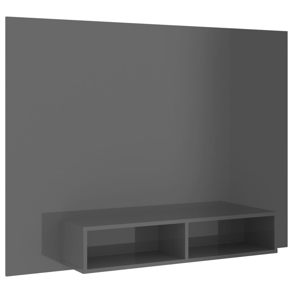 vidaXL Wisząca szafka pod TV, szara z połyskiem, 135 x 23,5 x 90 cm