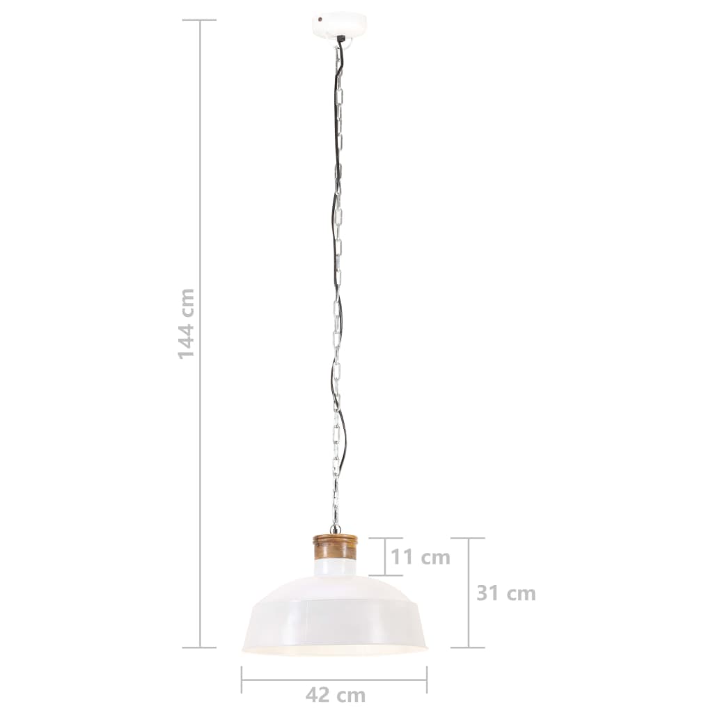 vidaXL Industrialna lampa wisząca, 42 cm, biała, E27