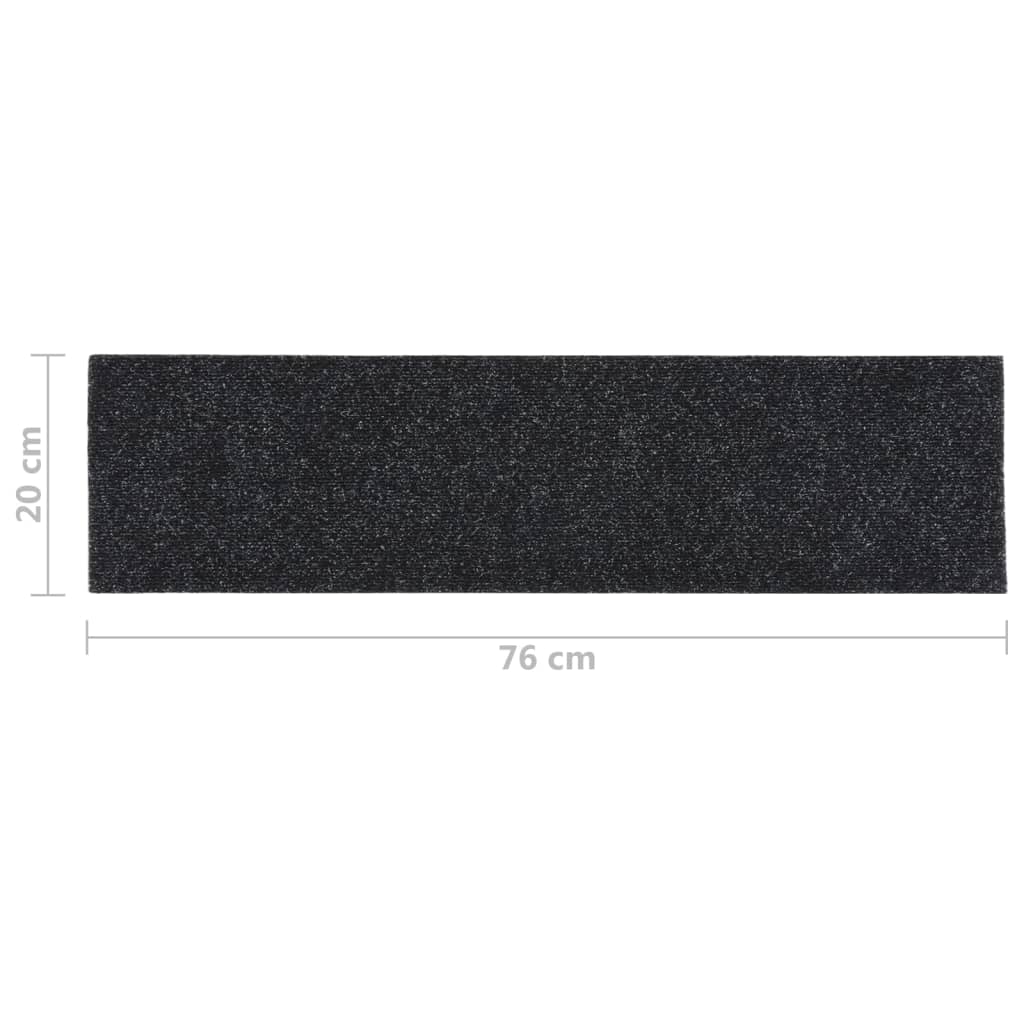 vidaXL Samoprzylepne nakładki na schody, 15 szt., 76x20 cm, czarne