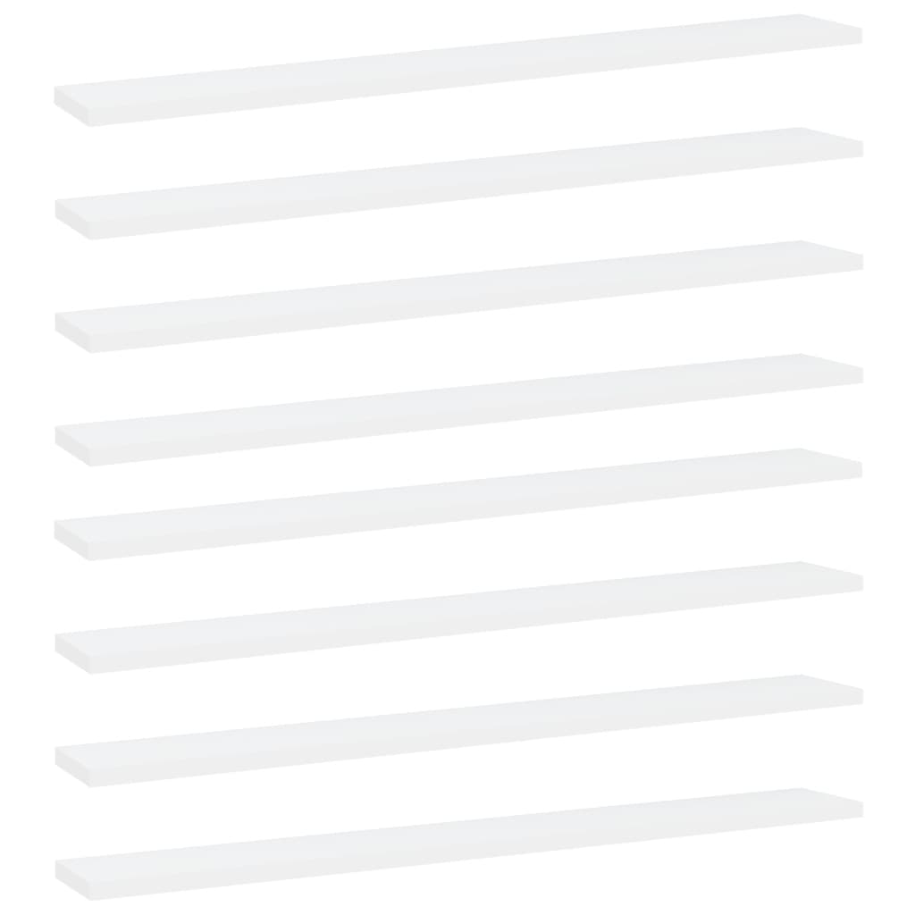 vidaXL Półki na książki, 8 szt., białe, 80x10x1,5 cm, płyta wiórowa