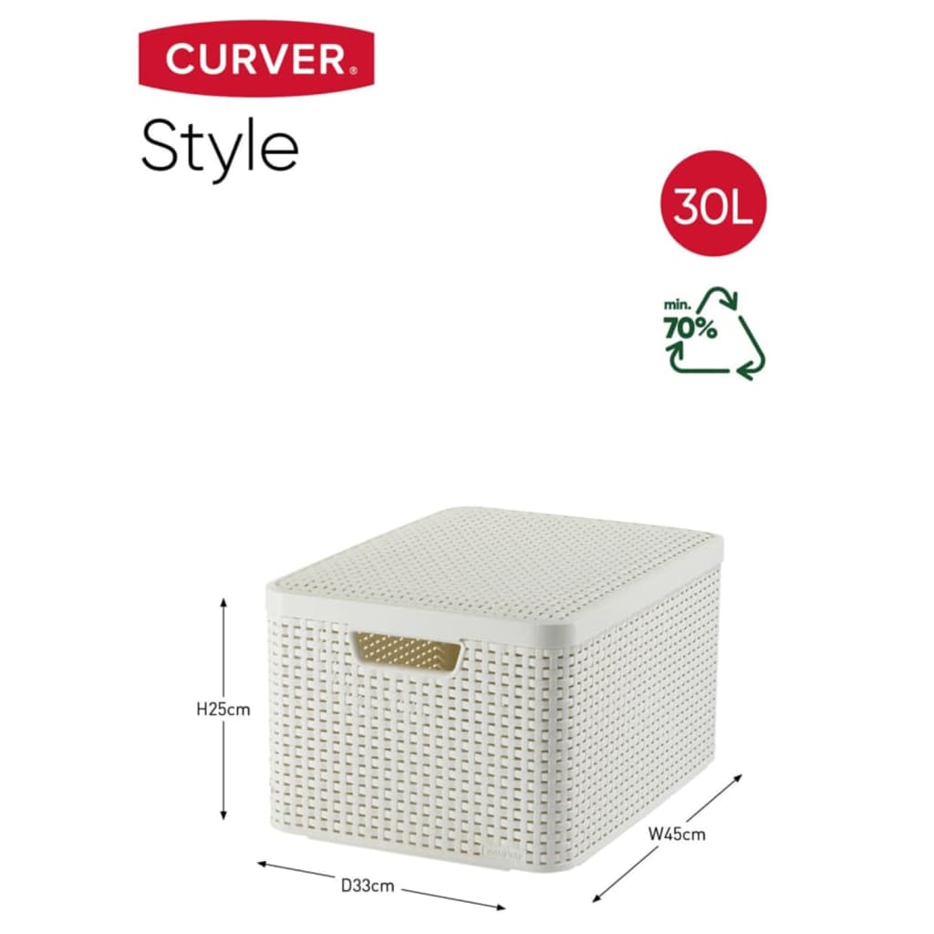 Curver Pojemnik do przechowywania z pokrywą Style, L, 30 L, kremowy