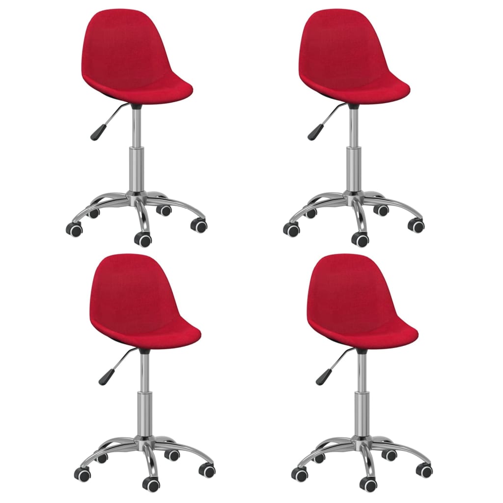 vidaXL Obrotowe krzesła stołowe, 4 szt., winna czerwień, obite tkaniną