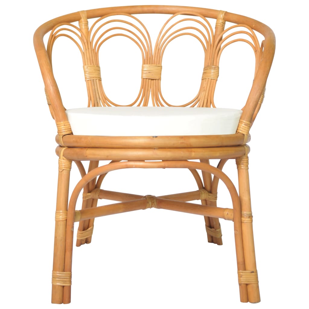 vidaXL Krzesło stołowe z poduszką, jasnobrązowy naturalny rattan i len