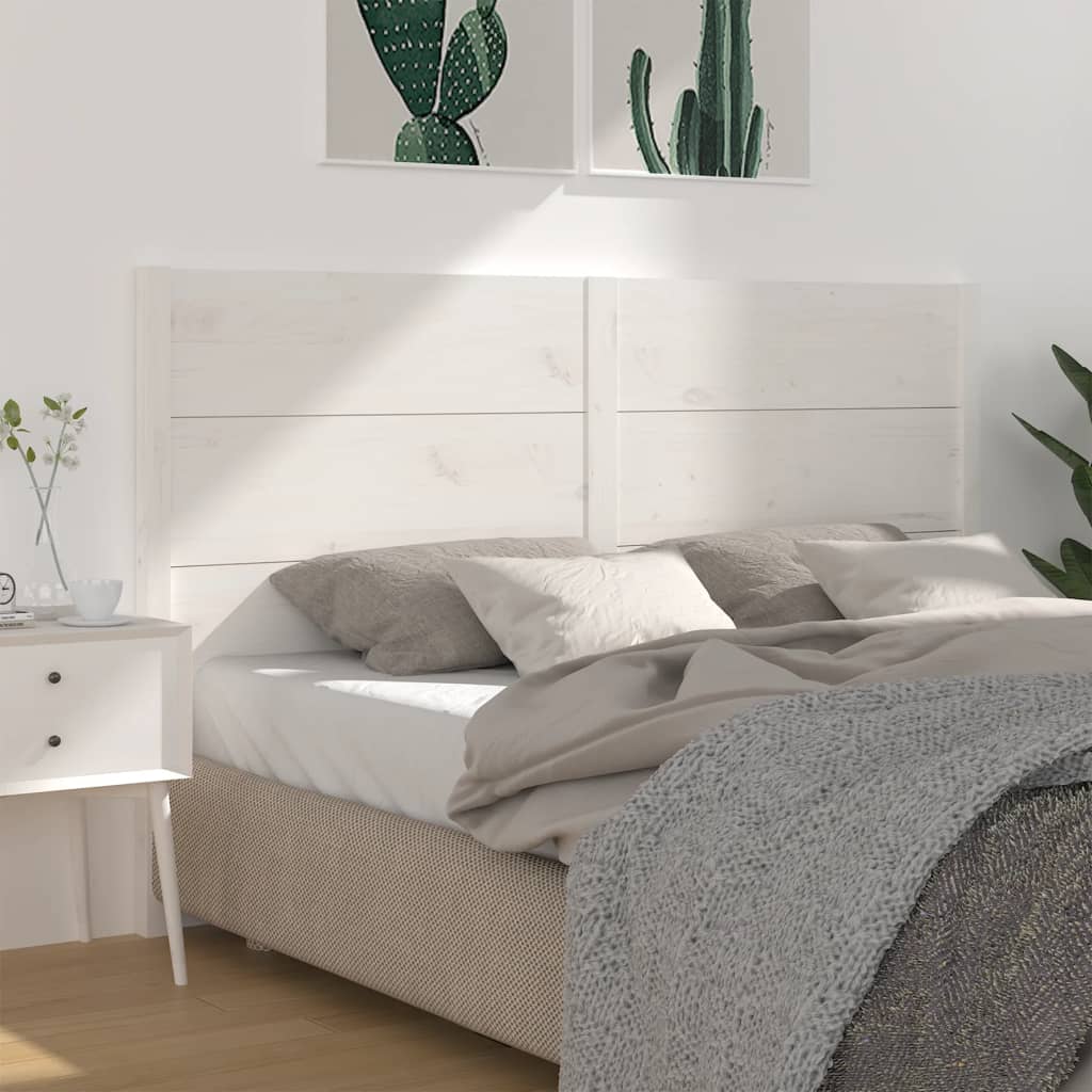 vidaXL Wezgłowie łóżka, białe, 126x4x100 cm, lite drewno sosnowe