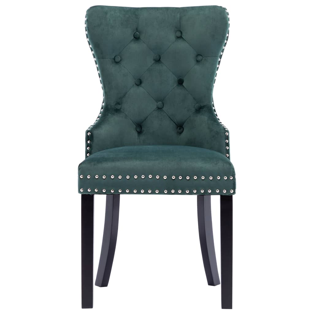 vidaXL Krzesła stołowe, 6 szt., ciemnozielone, obite aksamitem