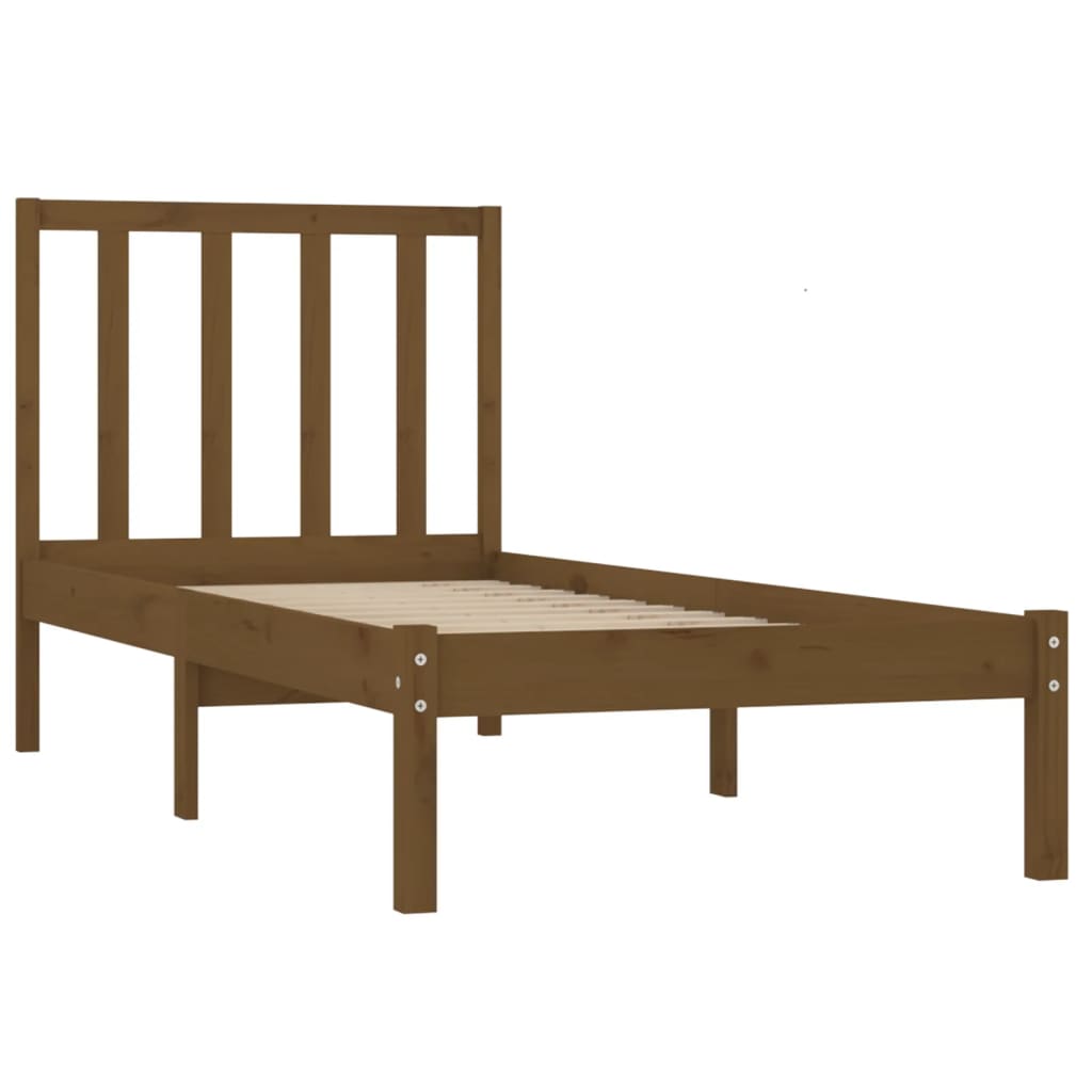 vidaXL Rama łóżka, miodowy brąz, lite drewno, 75x190 cm, pojedyncza
