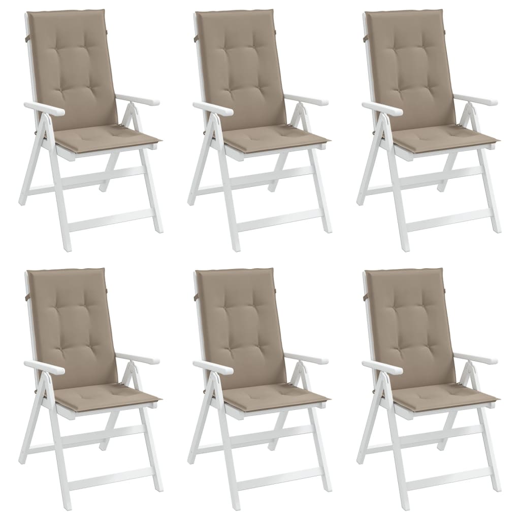 vidaXL Poduszki na krzesła ogrodowe, 6 szt., taupe, 120x50x3 cm