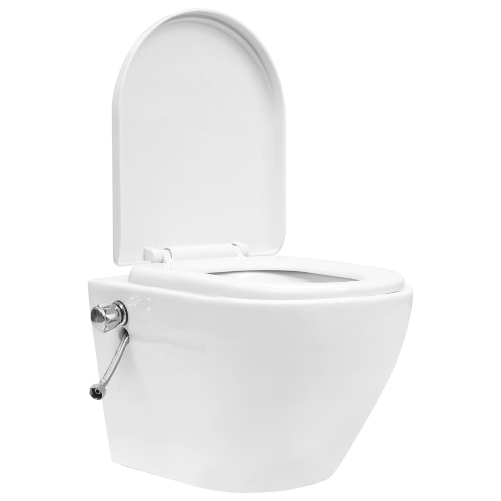 vidaXL Toaleta bezkołnierzowa ze spłuczką podtynkową, ceramika, biała