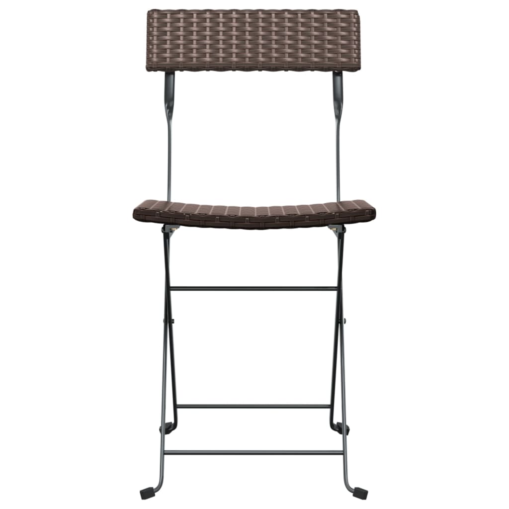 vidaXL Składane krzesła bistro, 6 szt., brązowe, polirattan i stal