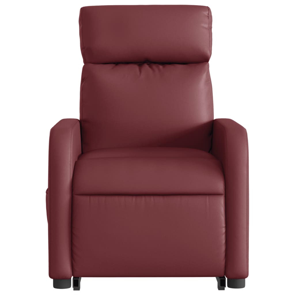 vidaXL Podnoszony fotel rozkładany, winna czerwień, sztuczna skóra