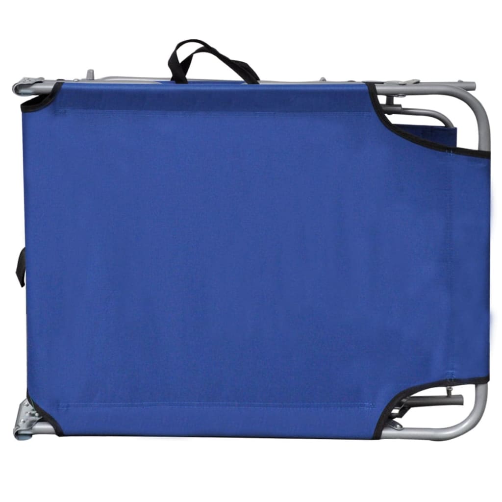 vidaXL Składany leżak z zadaszeniem, stal i tkanina, niebieski
