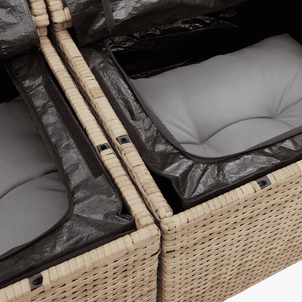 vidaXL 8-cz. zestaw mebli ogrodowych z poduszkami, beżowy, polirattan