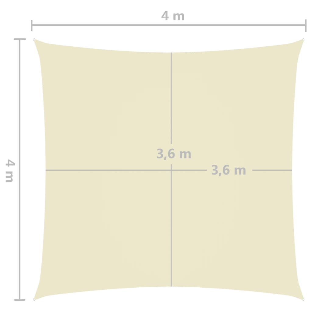 vidaXL Żagiel ogrodowy, tkanina Oxford, kwadratowy, 4x4 m, kremowy