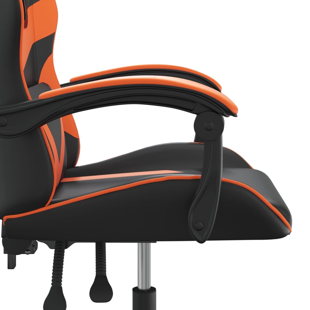 vidaXL Obrotowy fotel gamingowy, czarno-pomarańczowy, sztuczna skóra