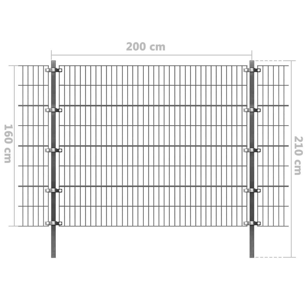 vidaXL Panel ogrodzeniowy ze słupkami, żelazny, 6 x 1,6 m, antracytowy