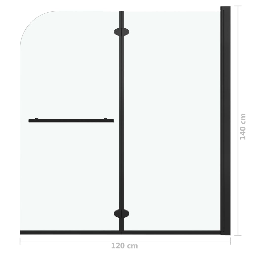 vidaXL Składany parawan nawannowy, 2 panele, ESG, 120 x 140 cm, czarny