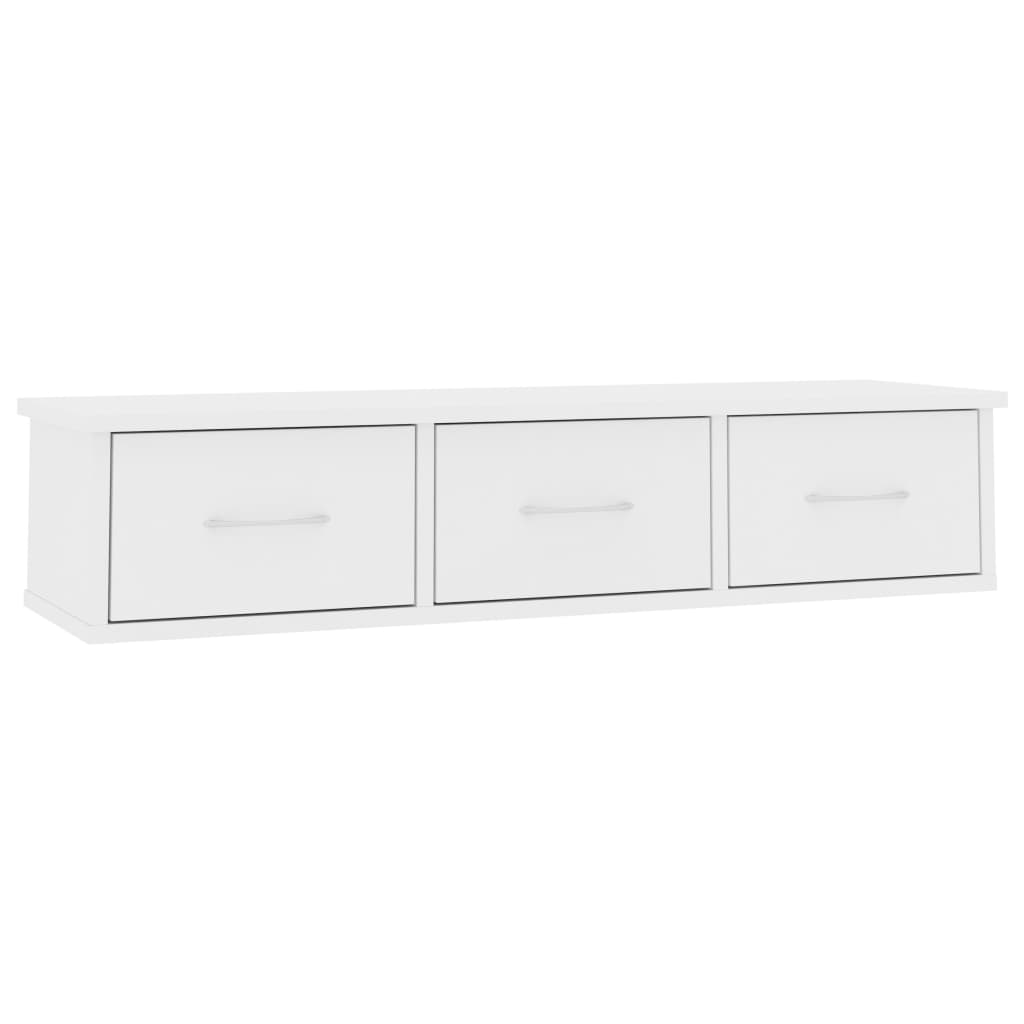 vidaXL Półka ścienna z szufladami, biała, 88x26x18,5 cm, płyta wiórowa