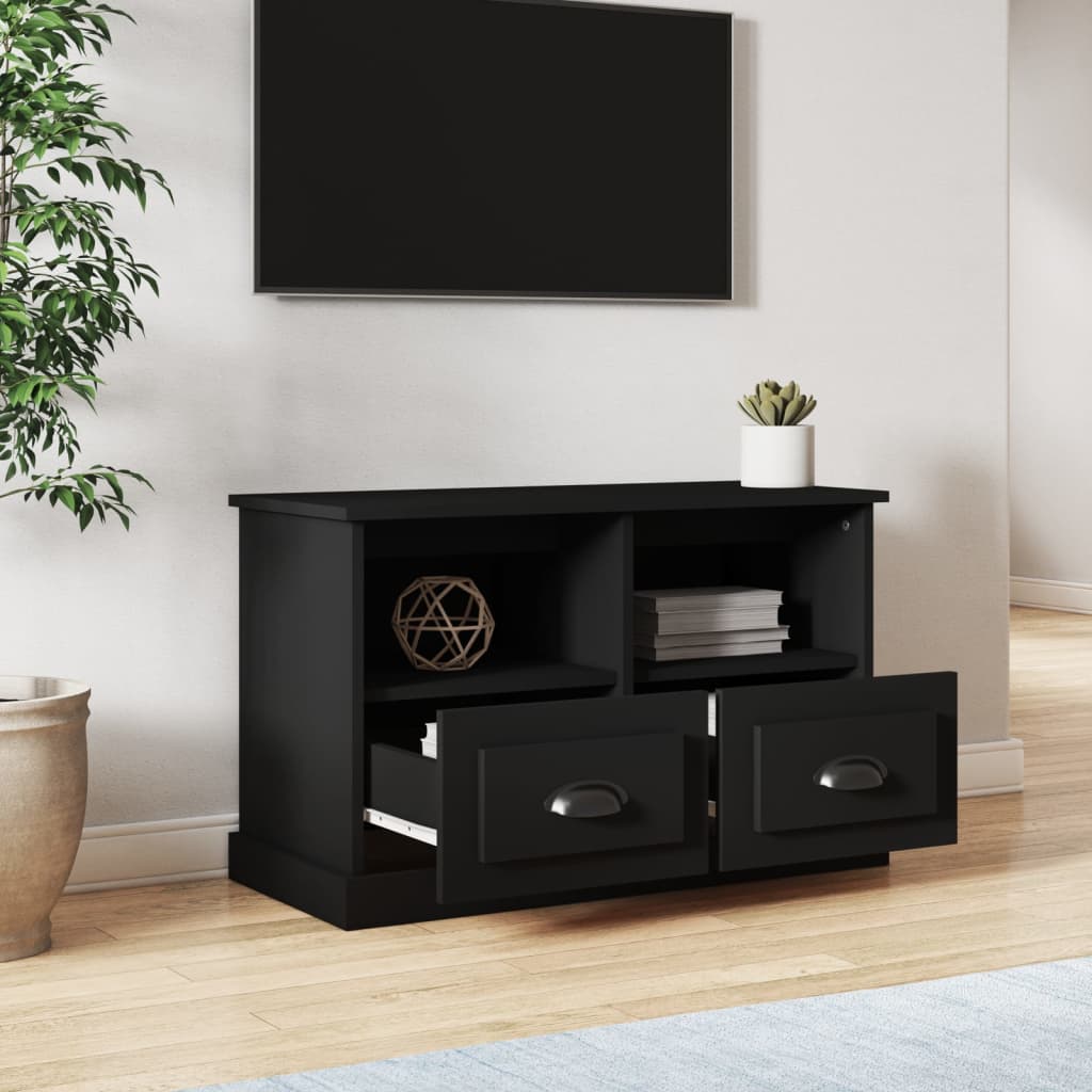 vidaXL Szafka pod TV, czarna, 80x35x50 cm, materiał drewnopochodny