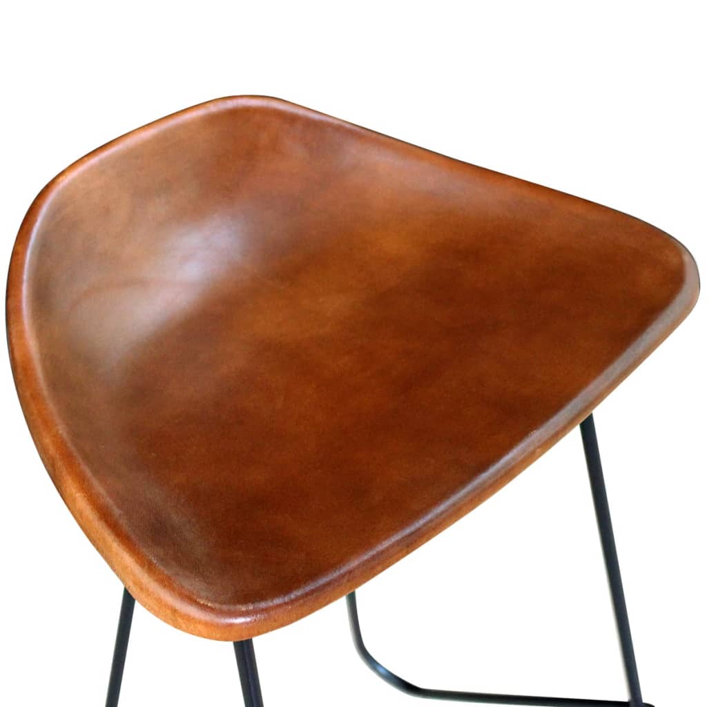 vidaXL Krzesła barowe, 6 szt., prawdziwa skóra, brązowe