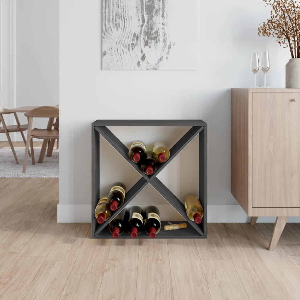 vidaXL Szafka na wino, szara, 62x25x62 cm, lite drewno sosnowe