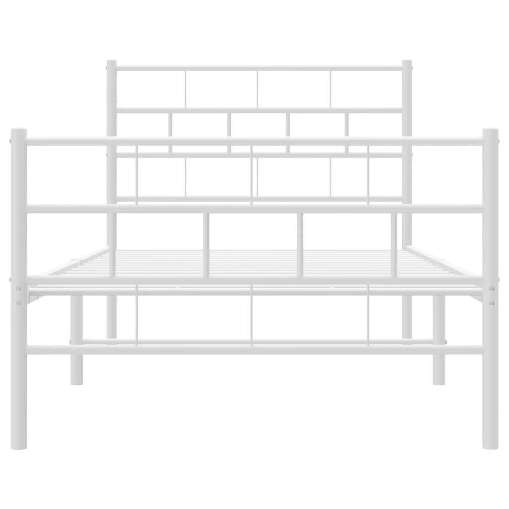 vidaXL Metalowa rama łóżka z wezgłowiem i zanóżkiem, biała, 90x200 cm