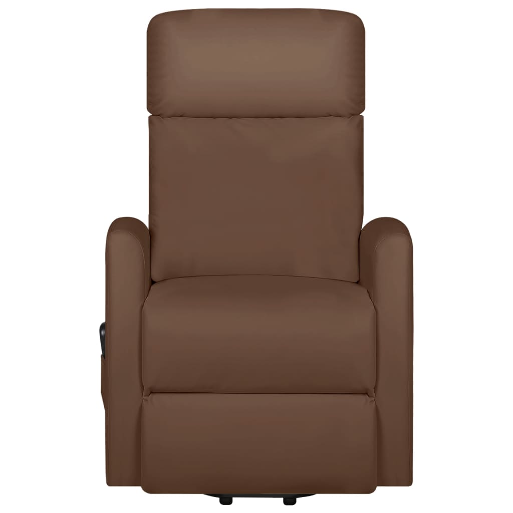 vidaXL Podnoszony fotel masujący, brązowy, sztuczna skóra