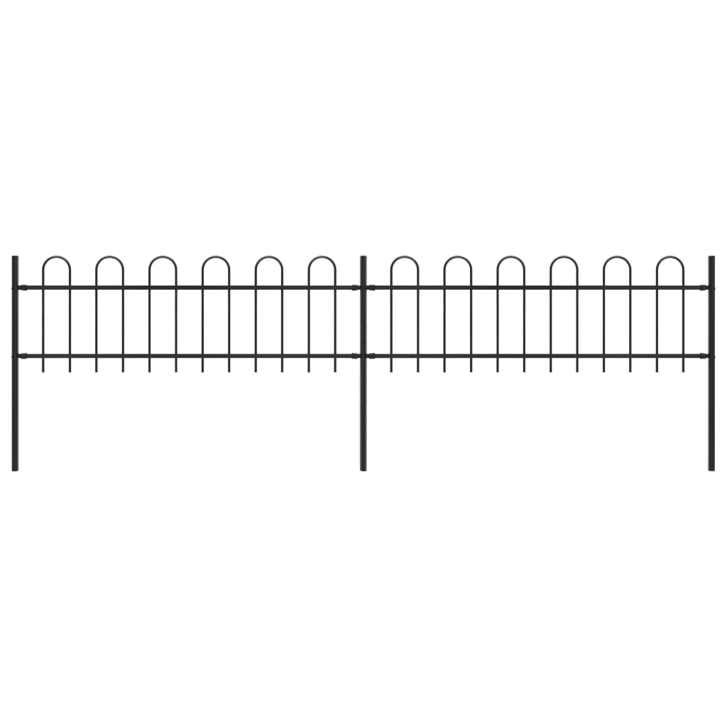vidaXL Ogrodzenie z zaokrąglonymi końcami, stalowe, 3,4x0,6 m, czarne