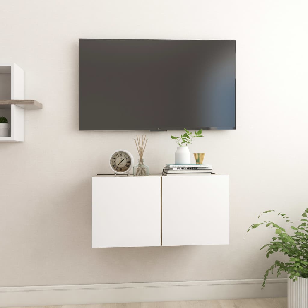 vidaXL Szafki wiszące pod TV, biel i dąb sonoma, 60x30x30 cm