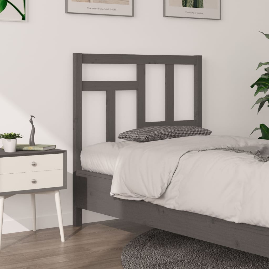 vidaXL Wezgłowie łóżka, szare, 80,5x4x100 cm, lite drewno sosnowe