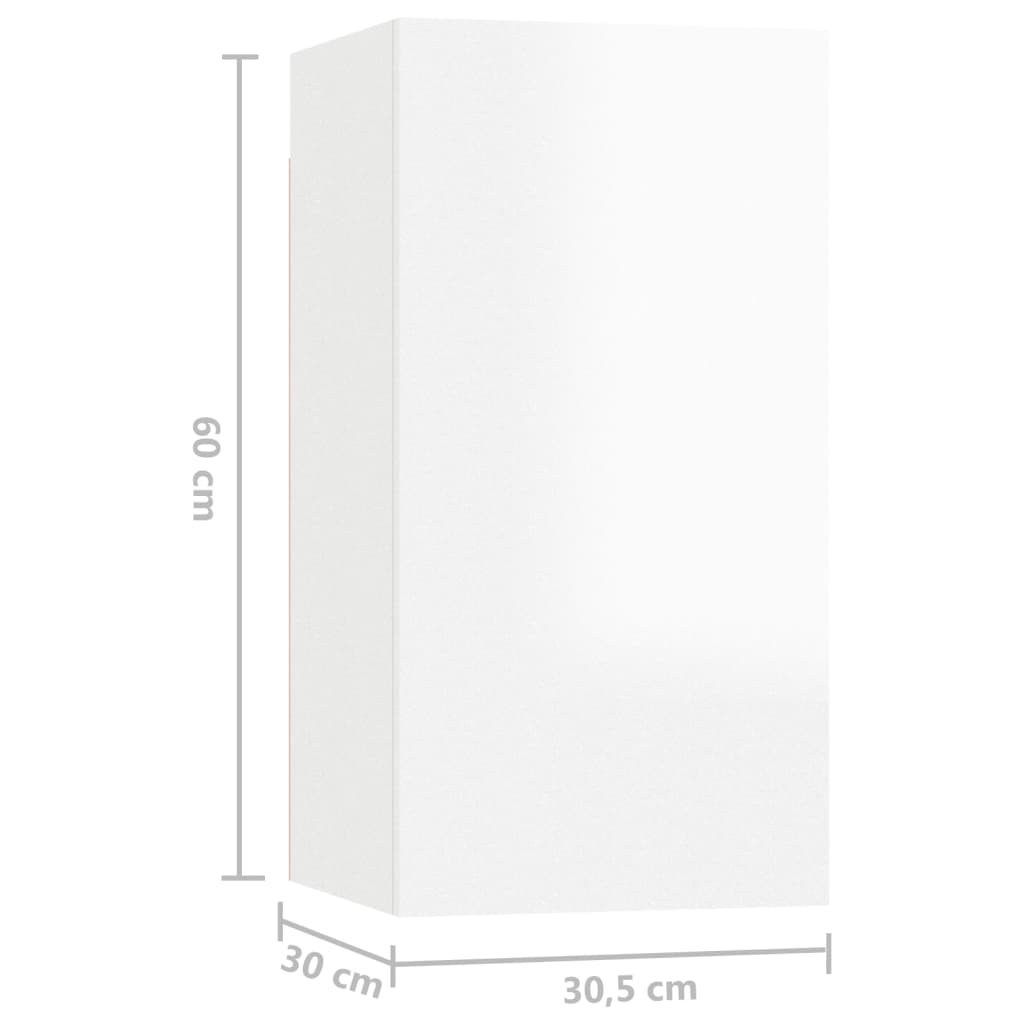 vidaXL Szafki telewizyjne, 7 szt., wysoki połysk, białe, 30,5x30x60 cm