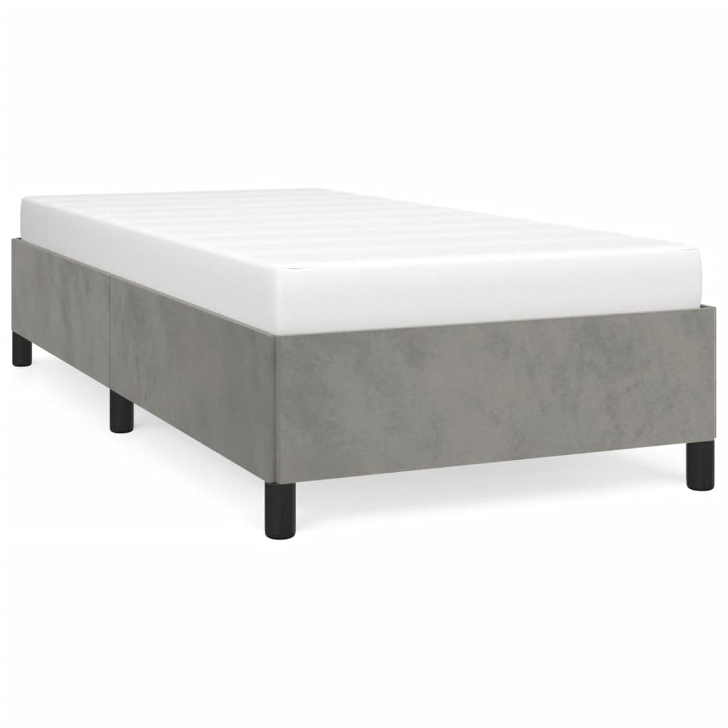 vidaXL Rama łóżka, jasnoszara, 90x190 cm, tapicerowana tkaniną
