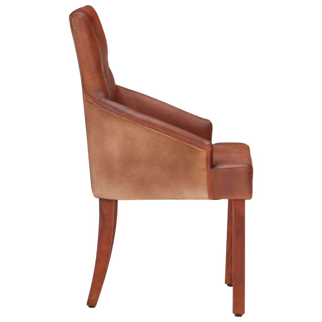 vidaXL Krzesła stołowe, 2 szt., brązowe, naturalna kozia skóra
