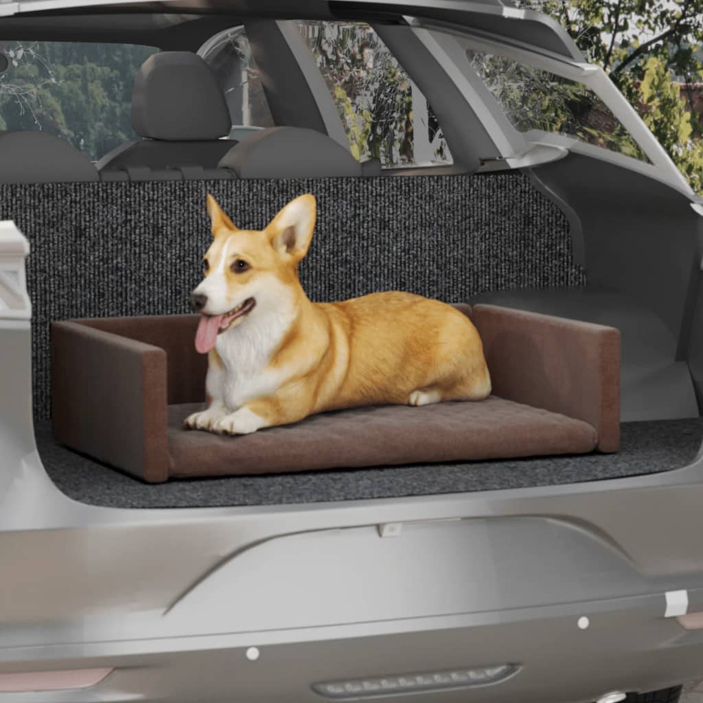 vidaXL Siedzisko samochodowe dla psa, brąz, 70x45 cm, o wyglądzie lnu