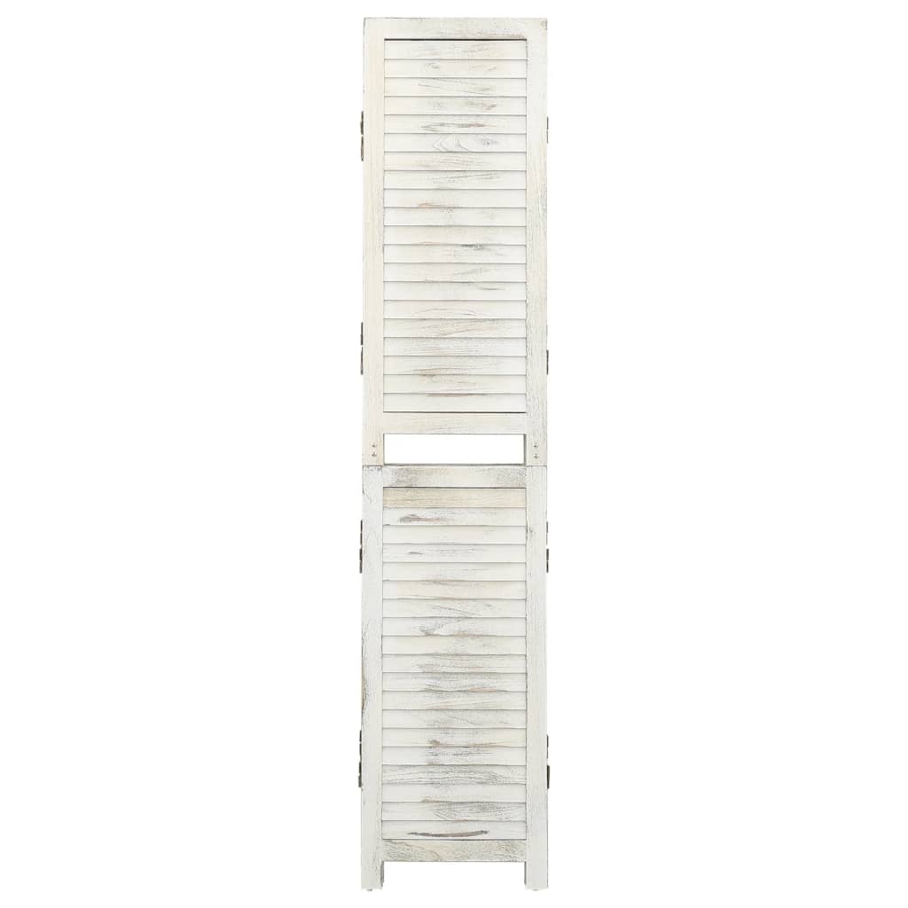 vidaXL Parawan 6-panelowy, postarzany biały, 215x166 cm, lite drewno