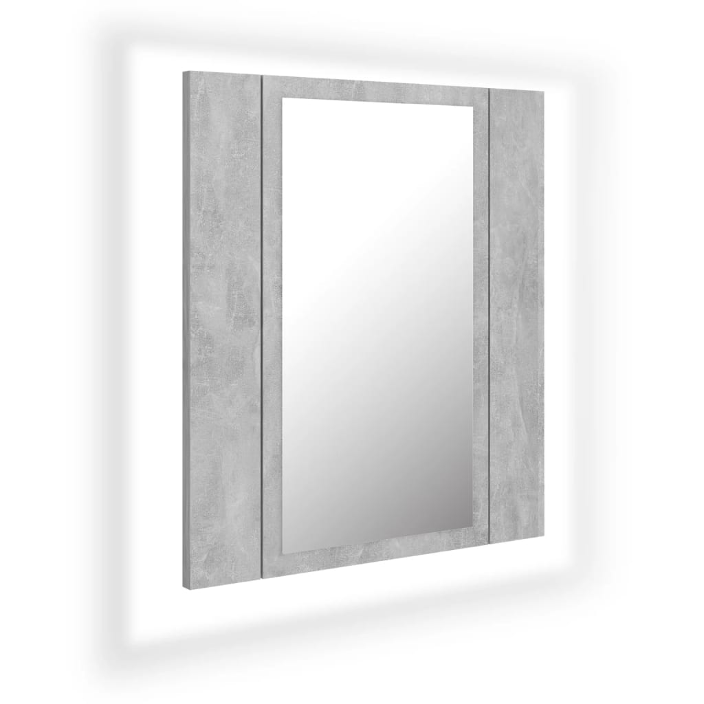 vidaXL Szafka łazienkowa z lustrem i LED, szarość betonu, 40x12x45 cm