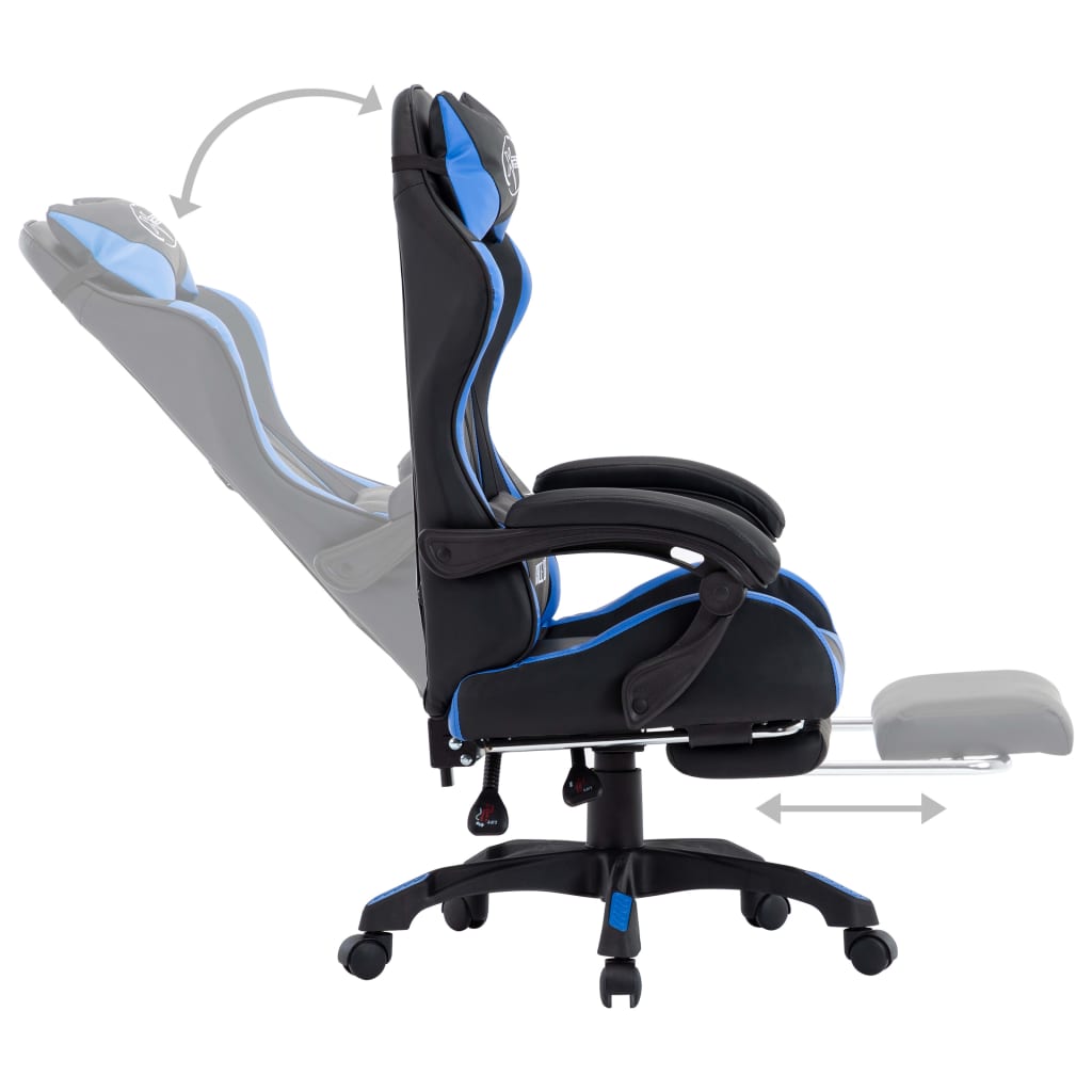 vidaXL Fotel dla gracza, z podnóżkiem, niebiesko-czarny, ekoskóra