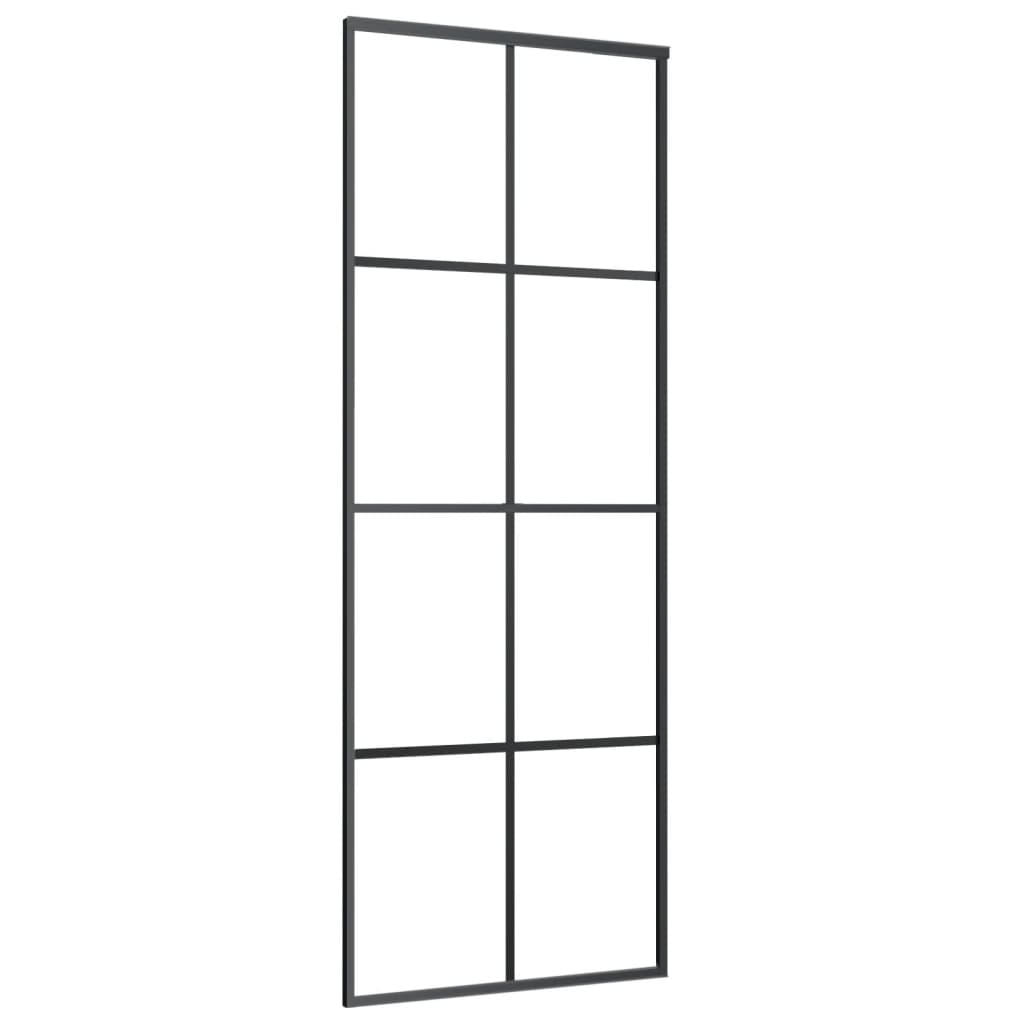 vidaXL Drzwi przesuwne, aluminium i szkło ESG, 76x205 cm, czarne