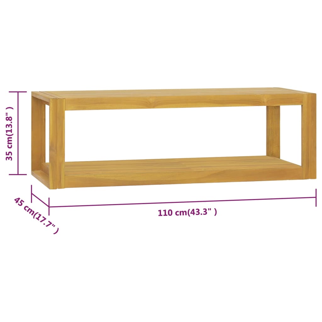 vidaXL Łazienkowa półka ścienna, 110x45x35 cm, lite drewno tekowe