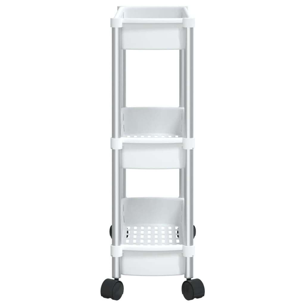 vidaXL Wózek do przechowywania z 3 półkami, srebrno-biały, aluminiowy
