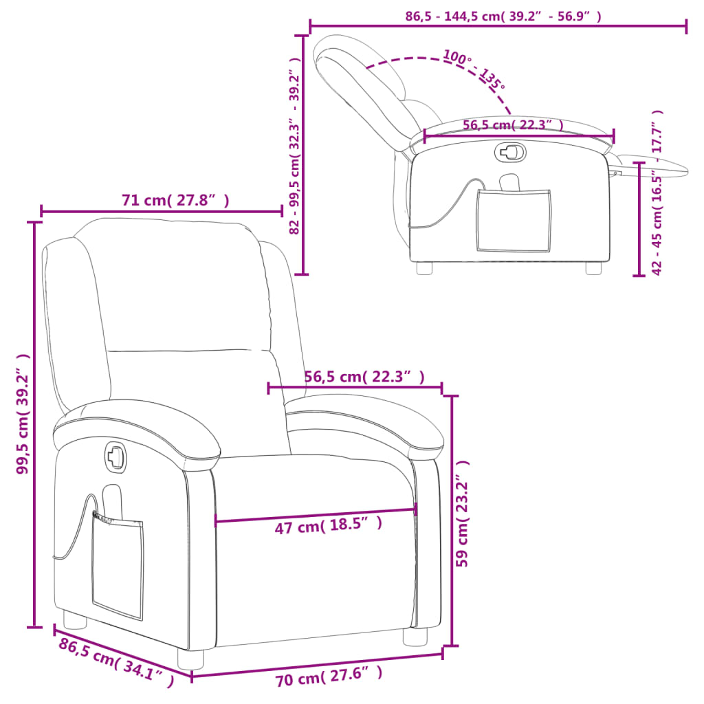 vidaXL Rozkładany fotel masujący, jasnoszary, obity aksamitem