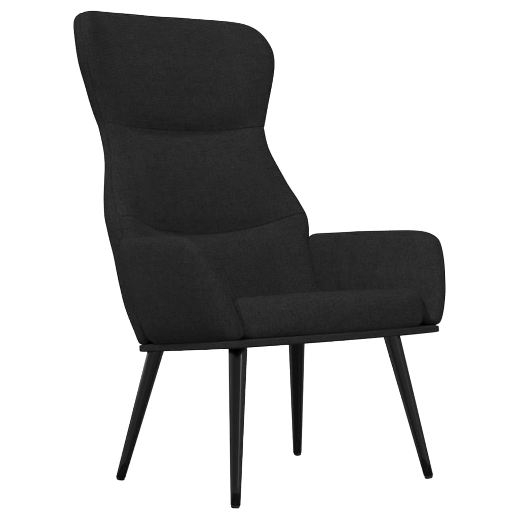 vidaXL Krzesło wypoczynkowe, czarne, obite tkaniną