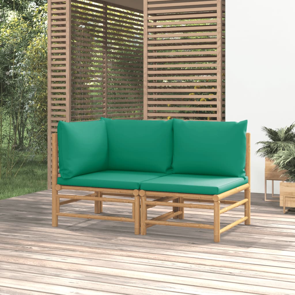 vidaXL 2-cz. zestaw mebli do ogrodu, zielone poduszki, bambus