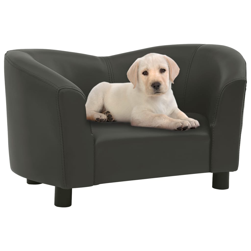 vidaXL Sofa dla psa, ciemnoszara, 67x41x39 cm, sztuczna skóra