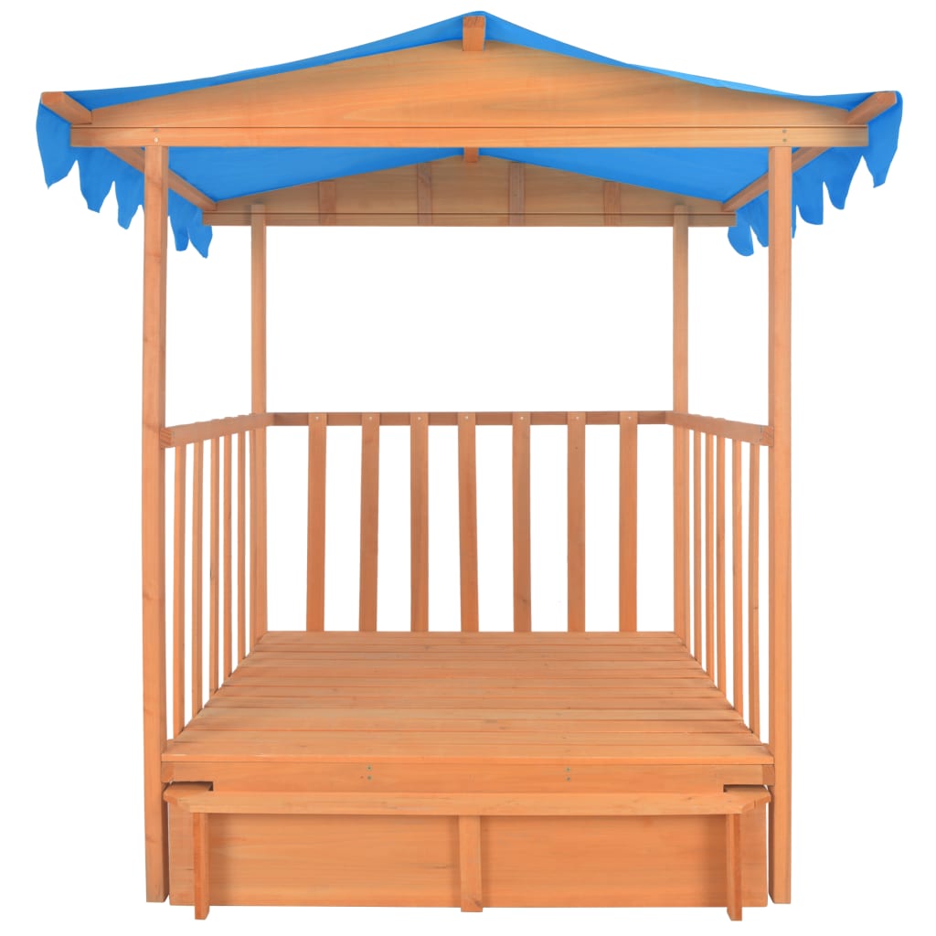 vidaXL Domek z piaskownicą, drewno jodłowe, niebieski, UV50