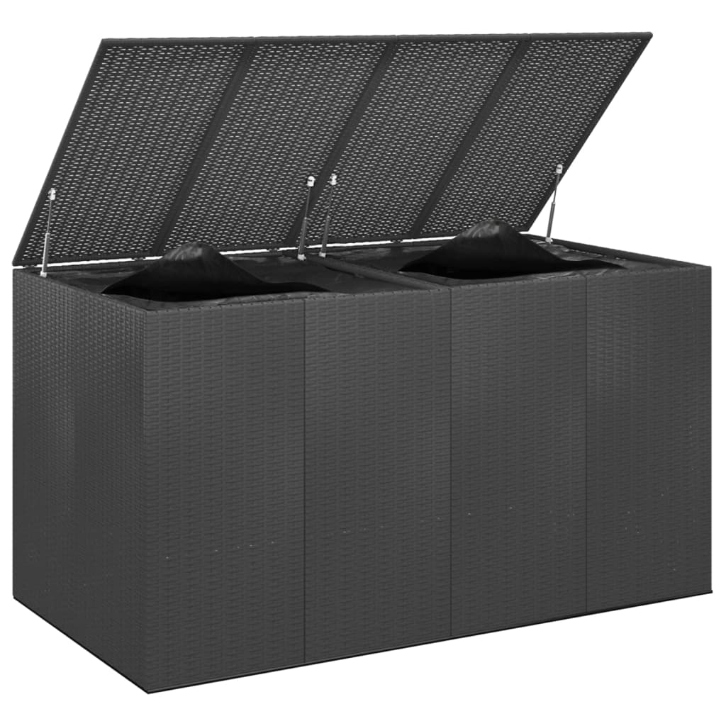 vidaXL Skrzynia na poduszki ogrodowe, rattan PE, 194x100x103cm, czarna