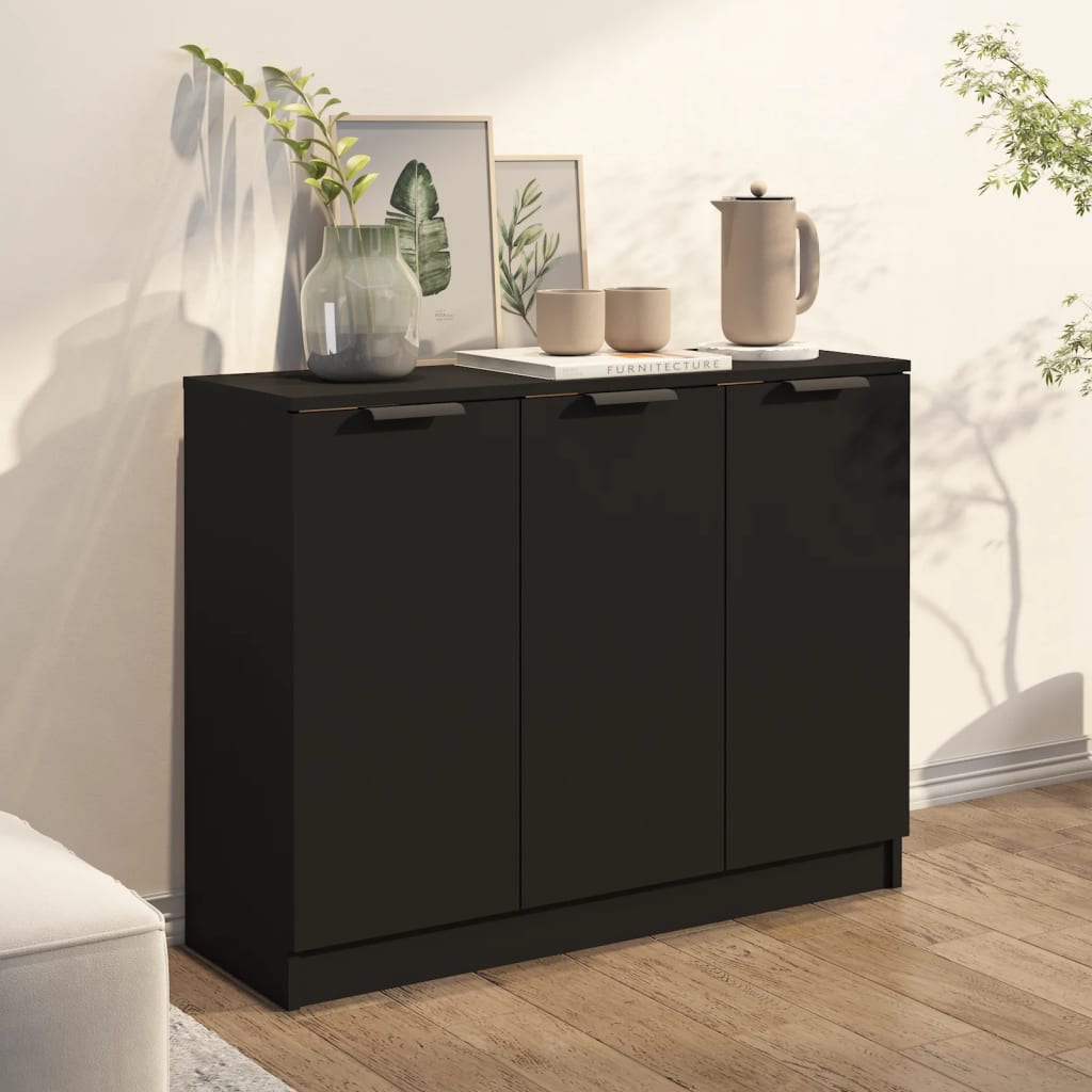 vidaXL Komoda, czarna, 90,5x30x70 cm, materiał drewnopochodny